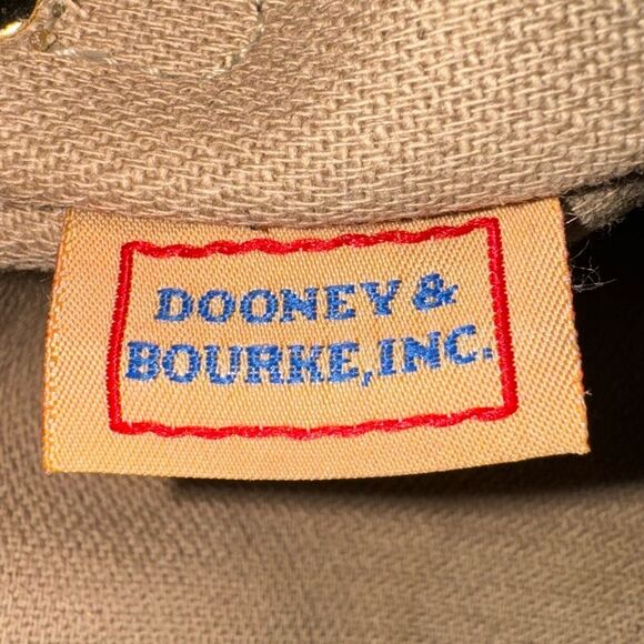 Dooney & Bourke Black Leather Gray Canvas Flap Wristlet Wallet Signature Logo - Picture 4 of 6